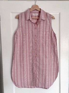 Reserved 100% Cotton Long Button Down Sleeveless Shirt Women’s Eu 38